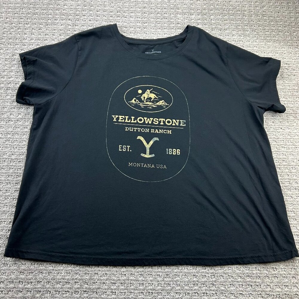 Yellowstone Dutton Ranch EST. 1886 Montana USA Promo Tee T-Shirt 4X Women Black